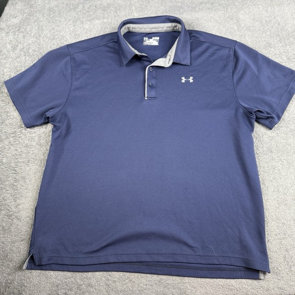 Under Armour Golf Shirt Mens XL Blue HeatGear Performance Polo - Picture 3 of 8